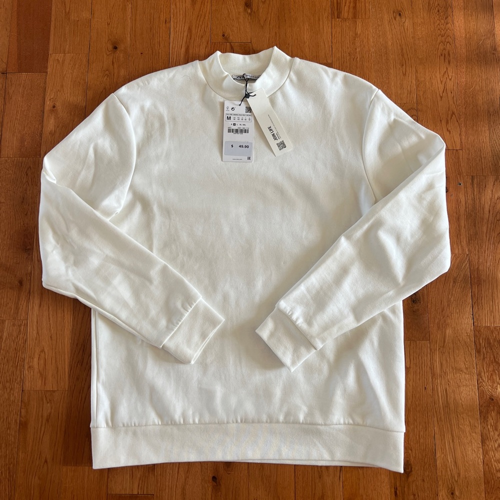 Zara White Mock/High Neck Sweater
